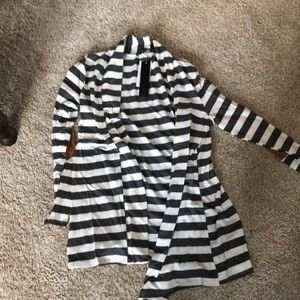 Grey and white striped cardigan
